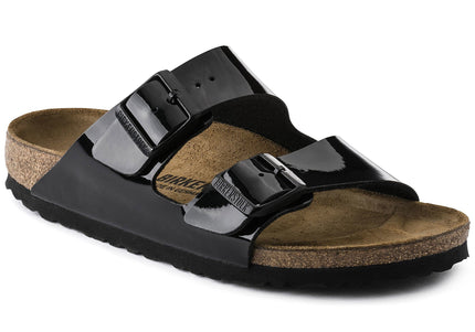 BIRKENSTOCK ARIZONA BIRKO-FLOR PATENT Women Sandals Black Patent N