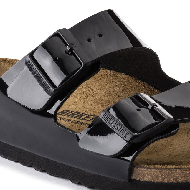 BIRKENSTOCK ARIZONA BIRKO-FLOR PATENT Women Sandals Black Patent N