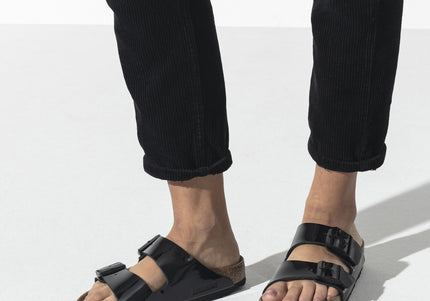 BIRKENSTOCK ARIZONA BIRKO-FLOR PATENT Women Sandals Black Patent N