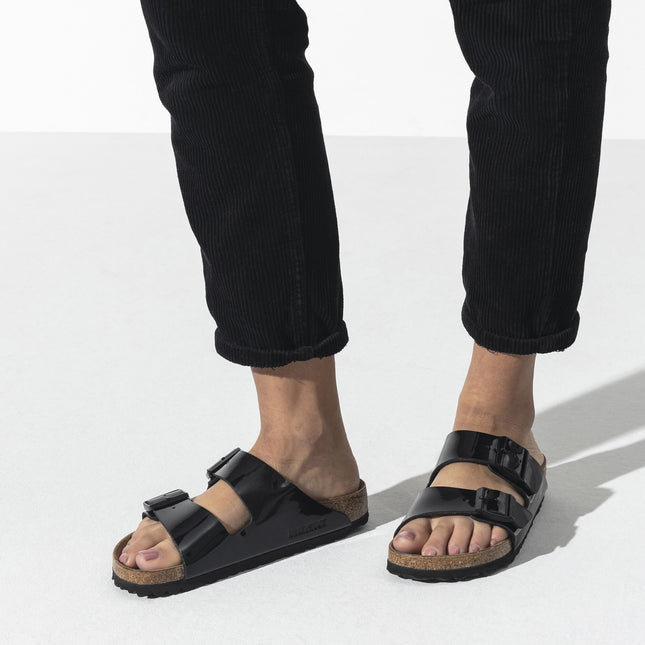 BIRKENSTOCK ARIZONA BIRKO-FLOR PATENT Women Sandals Black Patent N