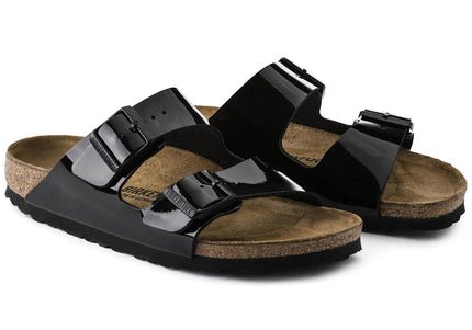 BIRKENSTOCK ARIZONA BIRKO-FLOR PATENT Women Sandals Black Patent N