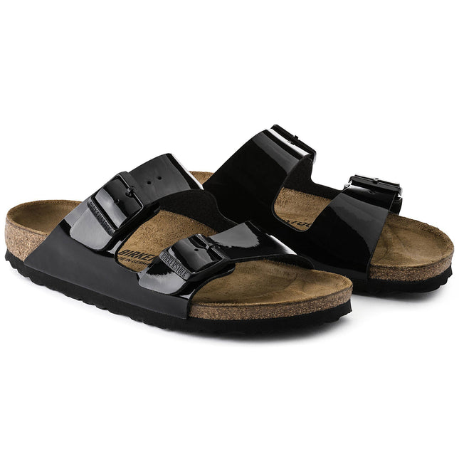 BIRKENSTOCK ARIZONA BIRKO-FLOR PATENT Women Sandals Black Patent N