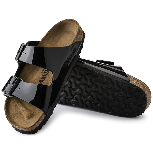 BIRKENSTOCK ARIZONA BIRKO-FLOR PATENT Women Sandals Black Patent N