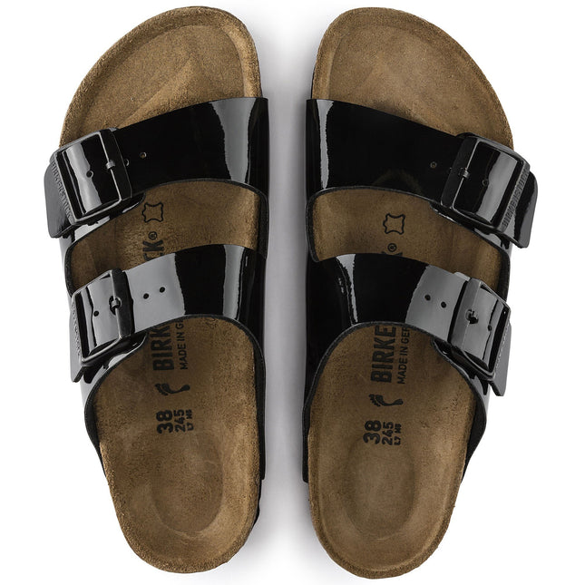 BIRKENSTOCK ARIZONA BIRKO-FLOR PATENT Women Sandals Black Patent N