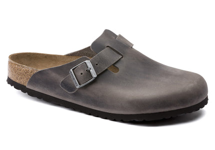 BIRKENSTOCK BOSTON SOFT FOOTBED OILED LEATHER Unisex Clogs Iron N