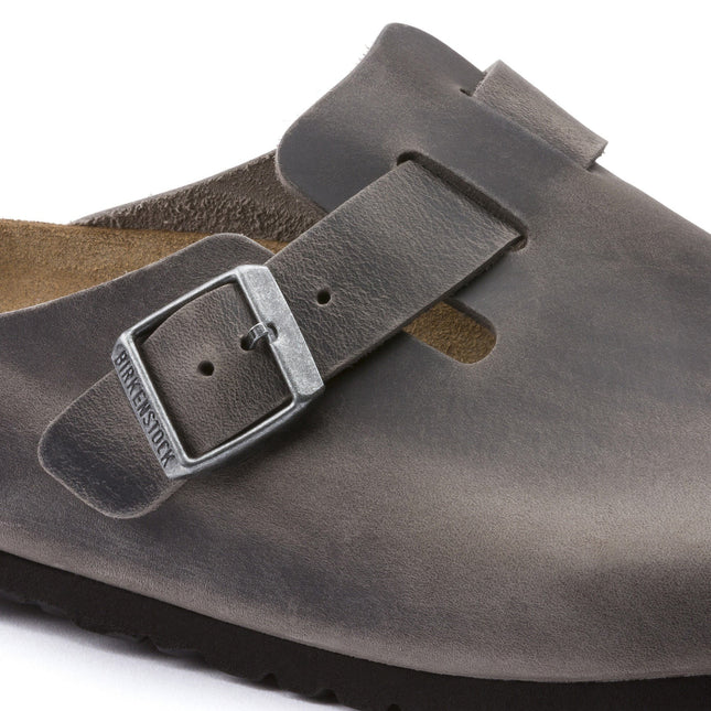 BIRKENSTOCK BOSTON SOFT FOOTBED OILED LEATHER Unisex Clogs Iron N