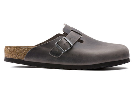 BIRKENSTOCK BOSTON SOFT FOOTBED OILED LEATHER Unisex Clogs Iron N