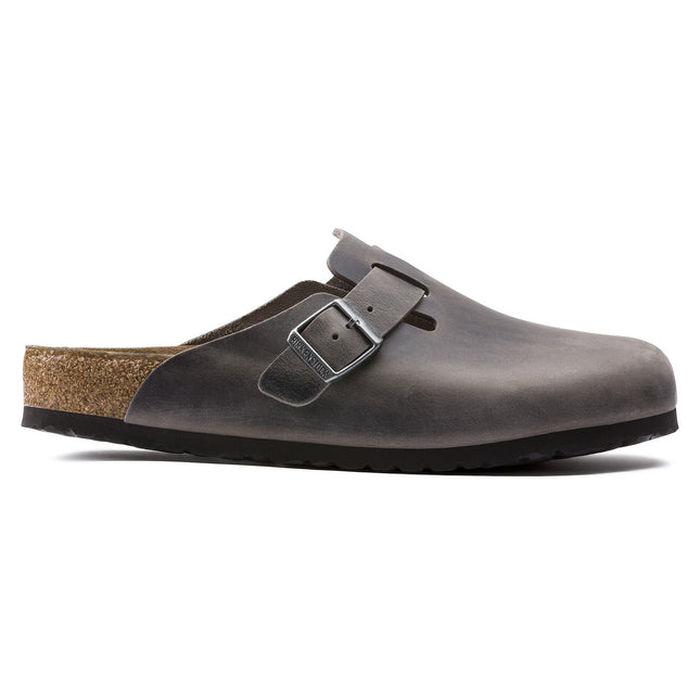 BIRKENSTOCK BOSTON SOFT FOOTBED OILED LEATHER Unisex Clogs Iron N