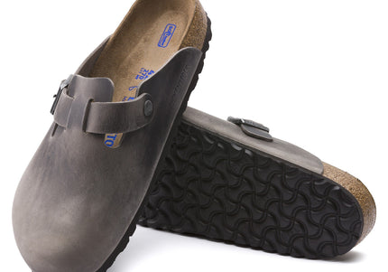 BIRKENSTOCK BOSTON SOFT FOOTBED OILED LEATHER Unisex Clogs Iron N
