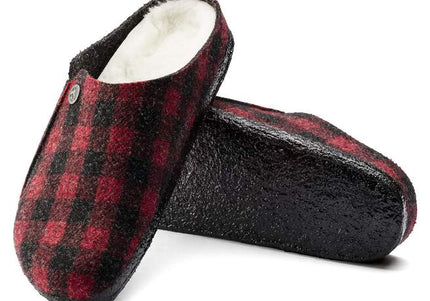 BIRKENSTOCK ZERMATT SHEARLING MEN CLOGS - Plaid Red