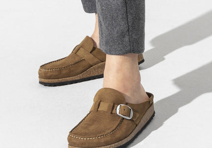 BIRKENSTOCK BUCKLEY SUEDE LEATHER Women Clogs Tea N