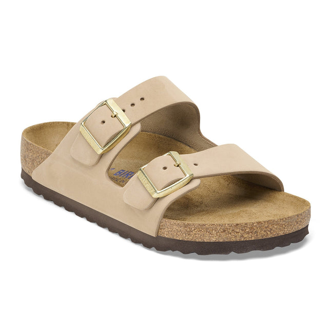 BIRKENSTOCK ARIZONA SOFT FOOTBED NUBUCK LEATHER Women Sandals Sandcastle N
