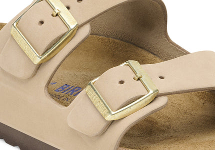 BIRKENSTOCK ARIZONA SOFT FOOTBED NUBUCK LEATHER Women Sandals Sandcastle N