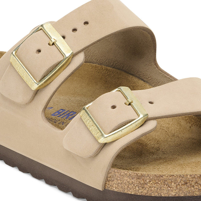 BIRKENSTOCK ARIZONA SOFT FOOTBED NUBUCK LEATHER Women Sandals Sandcastle N