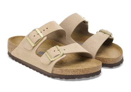 BIRKENSTOCK ARIZONA SOFT FOOTBED NUBUCK LEATHER Women Sandals Sandcastle N