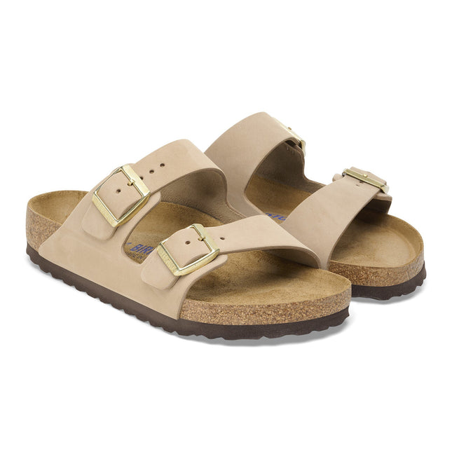 BIRKENSTOCK ARIZONA SOFT FOOTBED NUBUCK LEATHER Women Sandals Sandcastle N