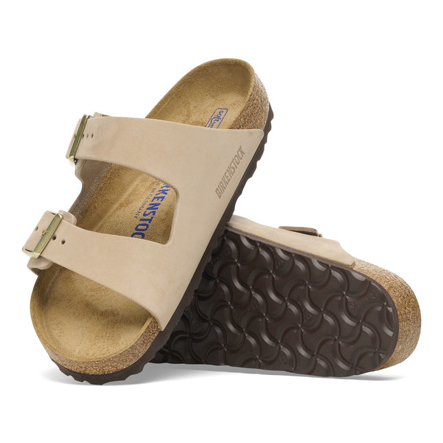 BIRKENSTOCK ARIZONA SOFT FOOTBED NUBUCK LEATHER Women Sandals Sandcastle N