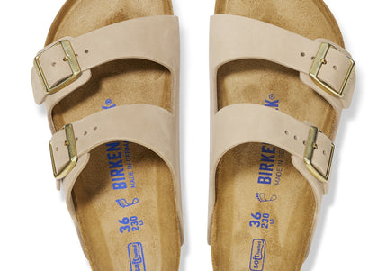 BIRKENSTOCK ARIZONA SOFT FOOTBED NUBUCK LEATHER Women Sandals Sandcastle N
