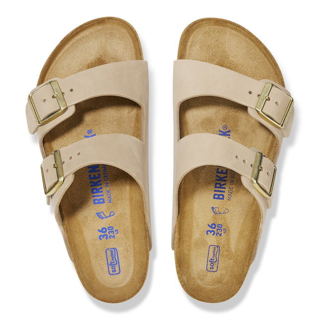 BIRKENSTOCK ARIZONA SOFT FOOTBED NUBUCK LEATHER Women Sandals Sandcastle N