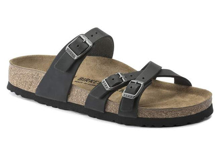 BIRKENSTOCK FRANCA OILED LEATHER WOMEN SANDALS - Black Regular
