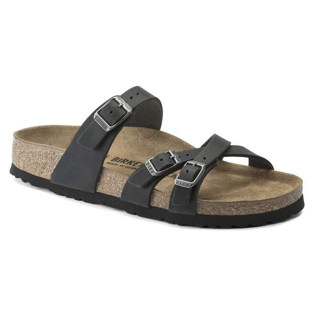 BIRKENSTOCK FRANCA OILED LEATHER WOMEN SANDALS - Black Regular