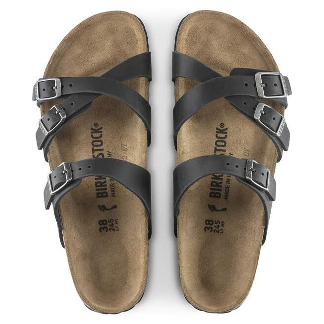 BIRKENSTOCK FRANCA OILED LEATHER WOMEN SANDALS - Black Regular