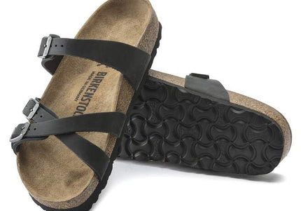 BIRKENSTOCK FRANCA OILED LEATHER WOMEN SANDALS - Black Regular