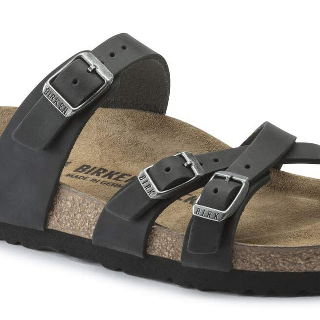 BIRKENSTOCK FRANCA OILED LEATHER WOMEN SANDALS - Black Regular