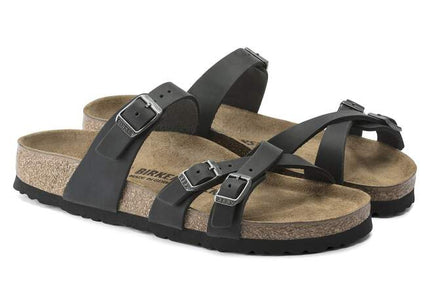 BIRKENSTOCK FRANCA OILED LEATHER WOMEN SANDALS - Black Regular