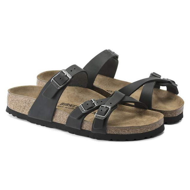 BIRKENSTOCK FRANCA OILED LEATHER WOMEN SANDALS - Black Regular