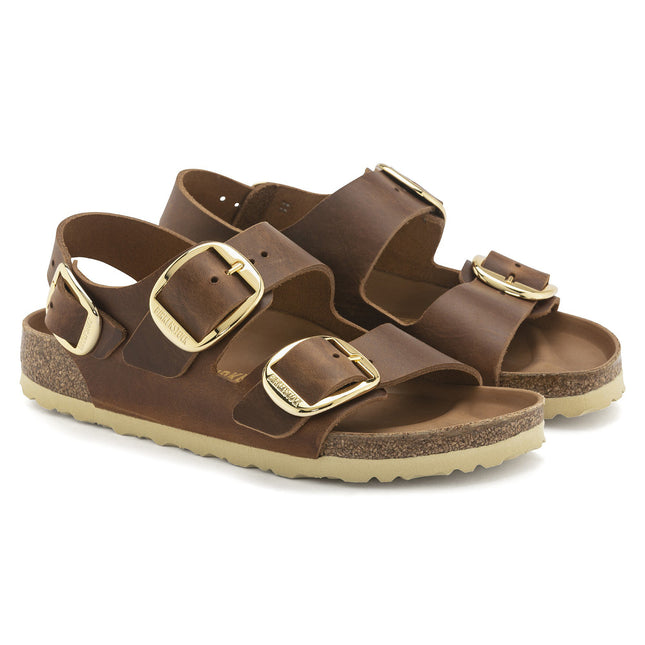 BIRKENSTOCK MILANO BIG BUCKLE OILED LEATHER WOMEN SANDALS