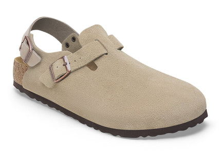 BIRKENSTOCK TOKIO SUEDE LEATHER Women Clogs Taupe R