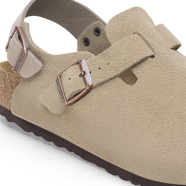 BIRKENSTOCK TOKIO SUEDE LEATHER Women Clogs Taupe R