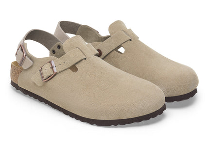 BIRKENSTOCK TOKIO SUEDE LEATHER Women Clogs Taupe R