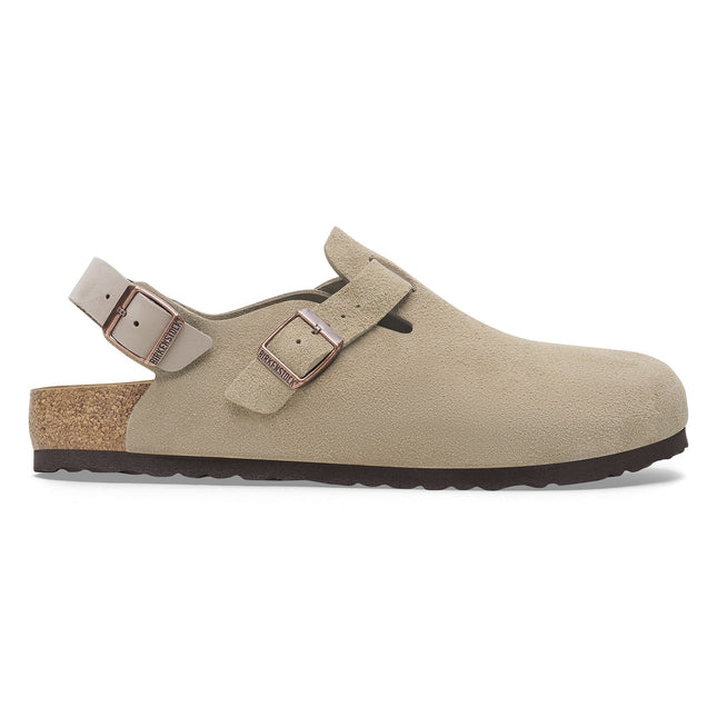 BIRKENSTOCK TOKIO SUEDE LEATHER Women Clogs Taupe R