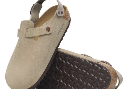 BIRKENSTOCK TOKIO SUEDE LEATHER Women Clogs Taupe R