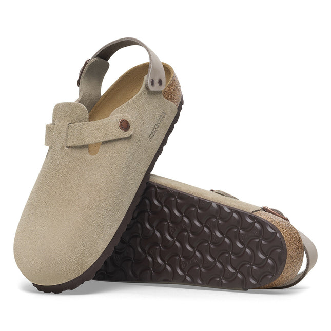 BIRKENSTOCK TOKIO SUEDE LEATHER Women Clogs Taupe R