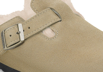 BIRKENSTOCK BOSTON SHEARLING WOMEN CLOGS Taupe Narrow