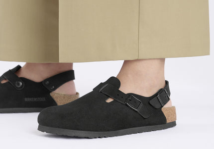 BIRKENSTOCK TOKIO SUEDE LEATHER Women Clogs Black R