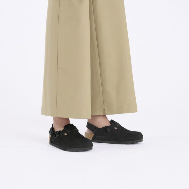 BIRKENSTOCK TOKIO SUEDE LEATHER Women Clogs Black R