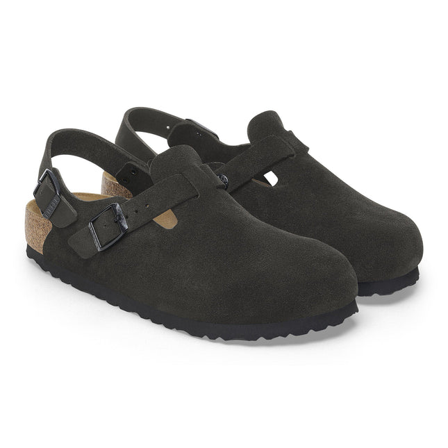 BIRKENSTOCK TOKIO SUEDE LEATHER Women Clogs Black R