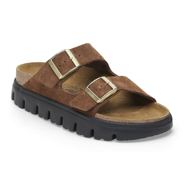 BIRKENSTOCK ARIZONA CHUNKY SUEDE LEATHER Women Sandals Dark Tea/ Black N