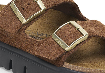 BIRKENSTOCK ARIZONA CHUNKY SUEDE LEATHER Women Sandals Dark Tea/ Black N