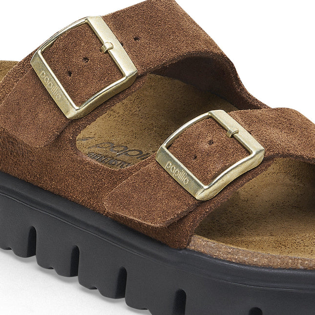BIRKENSTOCK ARIZONA CHUNKY SUEDE LEATHER Women Sandals Dark Tea/ Black N