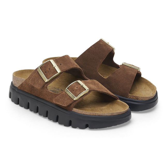 BIRKENSTOCK ARIZONA CHUNKY SUEDE LEATHER Women Sandals Dark Tea/ Black N