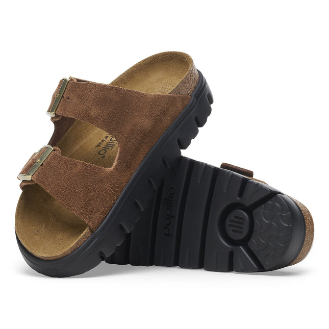 BIRKENSTOCK ARIZONA CHUNKY SUEDE LEATHER Women Sandals Dark Tea/ Black N