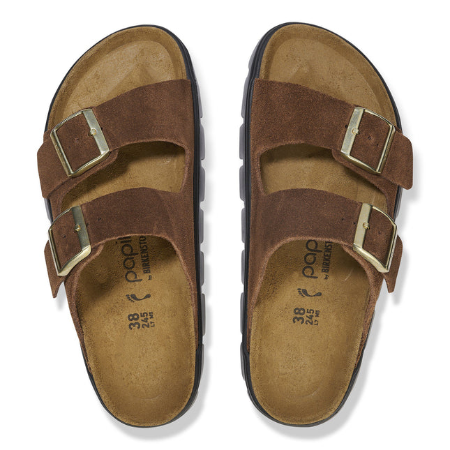 BIRKENSTOCK ARIZONA CHUNKY SUEDE LEATHER Women Sandals Dark Tea/ Black N