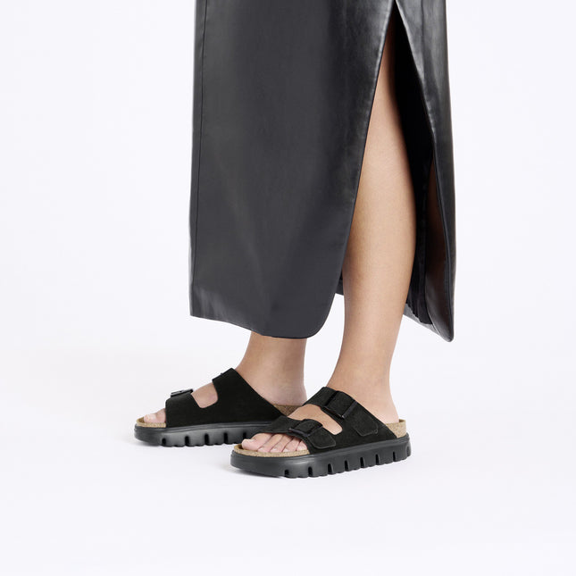 BIRKENSTOCK ARIZONA CHUNKY SUEDE LEATHER Women Sandals Black/Black N