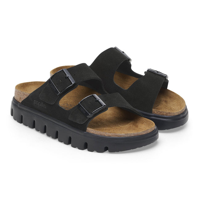 BIRKENSTOCK ARIZONA CHUNKY SUEDE LEATHER Women Sandals Black/Black N