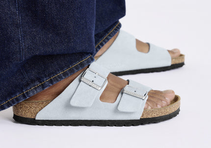 BIRKENSTOCK ARIZONA SUEDE LEATHER Women Sandals Baby Blue N